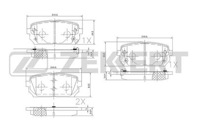 BS2443 ZEKKERT Комплект тормозных колодок, дисковый тормоз