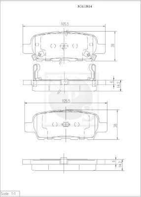 N361N04 NPS Комплект тормозных колодок, дисковый тормоз