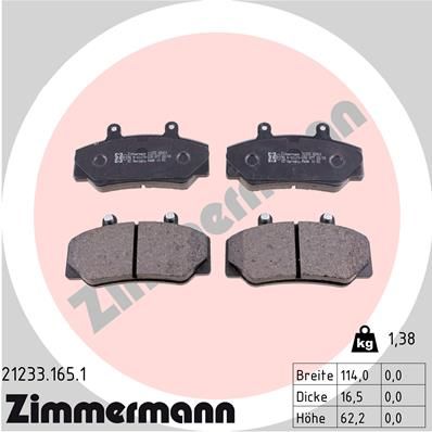 212331651 ZIMMERMANN Комплект тормозных колодок, дисковый тормоз