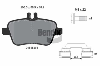 BPD2454 BENDIX Braking Комплект тормозных колодок, дисковый тормоз