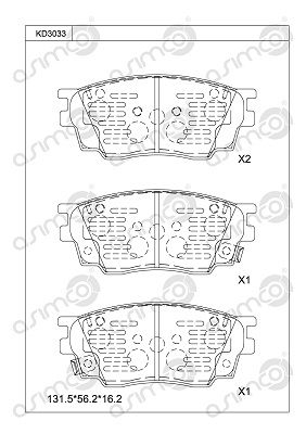 KD3033 ASIMCO Комплект тормозных колодок, дисковый тормоз