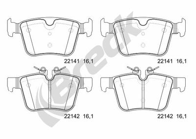 221410055400 BRECK Комплект тормозных колодок, дисковый тормоз