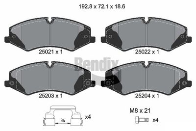 BPD1334 BENDIX Braking Комплект тормозных колодок, дисковый тормоз