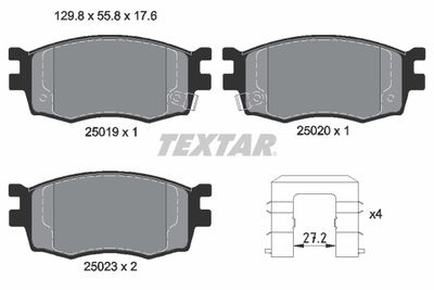 2501901 TEXTAR Комплект тормозных колодок, дисковый тормоз