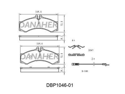 DBP104601 DANAHER Комплект тормозных колодок, дисковый тормоз