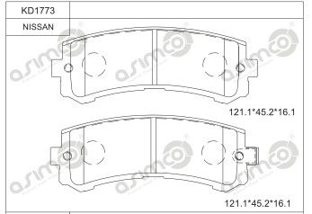 KD1773 ASIMCO Комплект тормозных колодок, дисковый тормоз