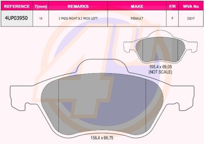 4UP03950 4u Комплект тормозных колодок, дисковый тормоз