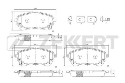 BS1184 ZEKKERT Комплект тормозных колодок, дисковый тормоз