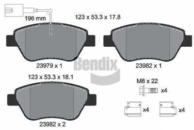 BPD1140 BENDIX Braking Комплект тормозных колодок, дисковый тормоз