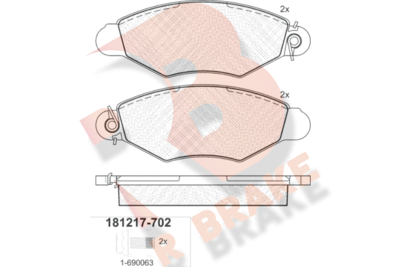 RB1217702 R BRAKE Комплект тормозных колодок, дисковый тормоз