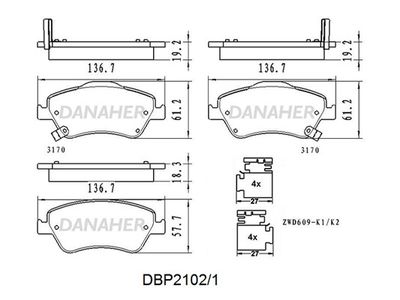 DBP21021 DANAHER Комплект тормозных колодок, дисковый тормоз