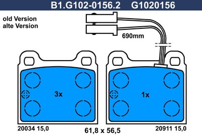 B1G10201562 GALFER Комплект тормозных колодок, дисковый тормоз