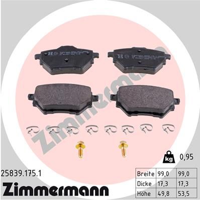 258391751 ZIMMERMANN Комплект тормозных колодок, дисковый тормоз