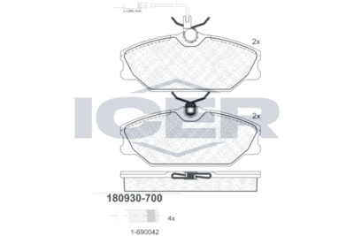 180930700 ICER Комплект тормозных колодок, дисковый тормоз