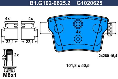 B1G10206252 GALFER Комплект тормозных колодок, дисковый тормоз