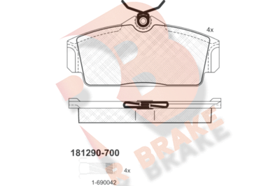 RB1290700 R BRAKE Комплект тормозных колодок, дисковый тормоз