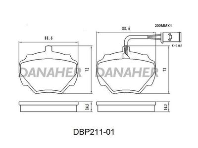 DBP21101 DANAHER Комплект тормозных колодок, дисковый тормоз