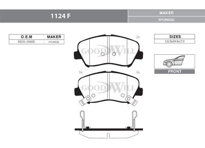 1124F GOODWILL Комплект тормозных колодок, дисковый тормоз