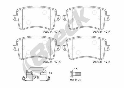 246060055410 BRECK Комплект тормозных колодок, дисковый тормоз