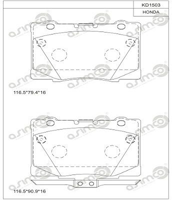 KD1503 ASIMCO Комплект тормозных колодок, дисковый тормоз