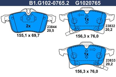 B1G10207652 GALFER Комплект тормозных колодок, дисковый тормоз