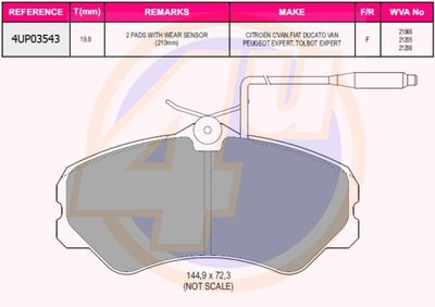 4UP03543 4u Комплект тормозных колодок, дисковый тормоз