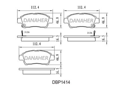 DBP1414 DANAHER Комплект тормозных колодок, дисковый тормоз