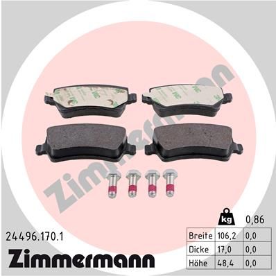 244961701 ZIMMERMANN Комплект тормозных колодок, дисковый тормоз