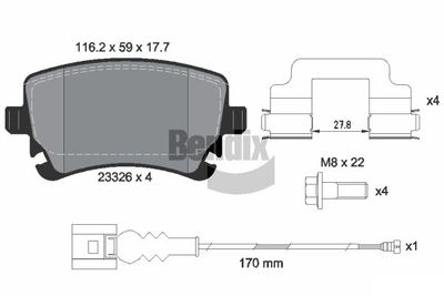 BPD1163 BENDIX Braking Комплект тормозных колодок, дисковый тормоз