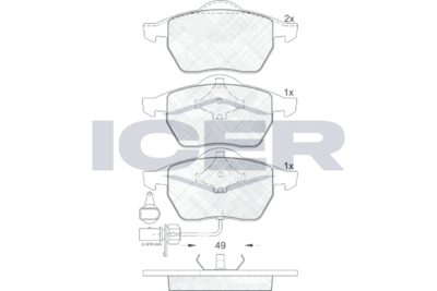 181384 ICER Комплект тормозных колодок, дисковый тормоз