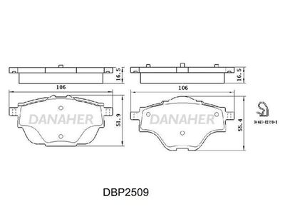 DBP2509 DANAHER Комплект тормозных колодок, дисковый тормоз