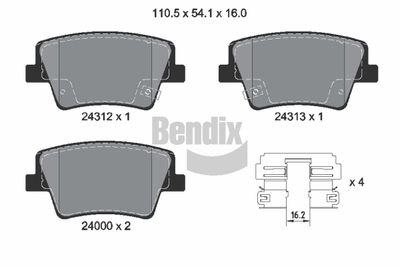 BPD2442 BENDIX Braking Комплект тормозных колодок, дисковый тормоз