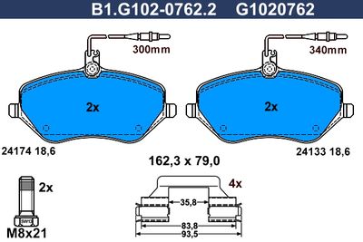 B1G10207622 GALFER Комплект тормозных колодок, дисковый тормоз