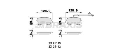 AB0258 BRAXIS Комплект тормозных колодок, дисковый тормоз