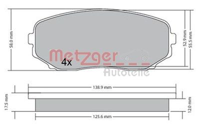 1170654 METZGER Комплект тормозных колодок, дисковый тормоз