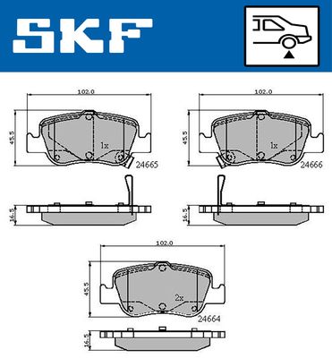 VKBP90191A SKF Комплект тормозных колодок, дисковый тормоз