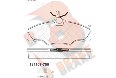 RB1107700 R BRAKE Комплект тормозных колодок, дисковый тормоз