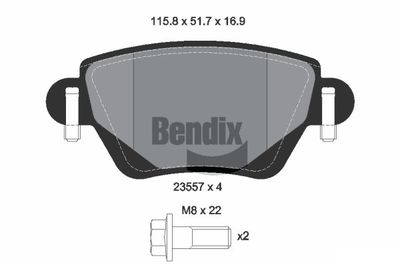 BPD1509 BENDIX Braking Комплект тормозных колодок, дисковый тормоз