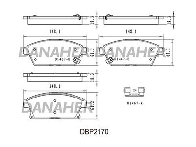 DBP2170 DANAHER Комплект тормозных колодок, дисковый тормоз