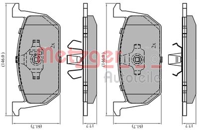1170925 METZGER Комплект тормозных колодок, дисковый тормоз