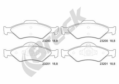 232000070200 BRECK Комплект тормозных колодок, дисковый тормоз