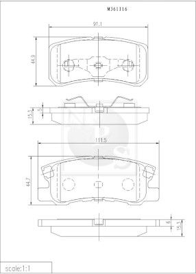 M361I16 NPS Комплект тормозных колодок, дисковый тормоз