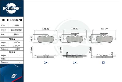 RT1PD20070 ROTINGER Комплект тормозных колодок, дисковый тормоз