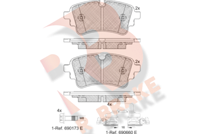 RB2256208 R BRAKE Комплект тормозных колодок, дисковый тормоз