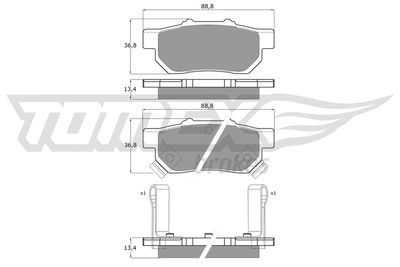 TX1099 TOMEX Brakes Комплект тормозных колодок, дисковый тормоз