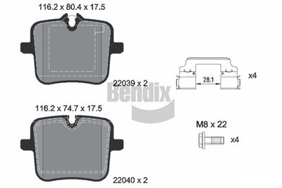 BPD2344 BENDIX Braking Комплект тормозных колодок, дисковый тормоз