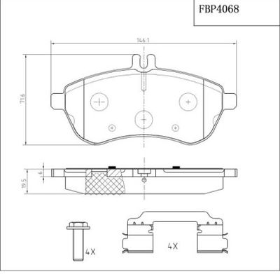 FBP4068 FI.BA Комплект тормозных колодок, дисковый тормоз