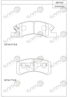 KD1723 ASIMCO Комплект тормозных колодок, дисковый тормоз