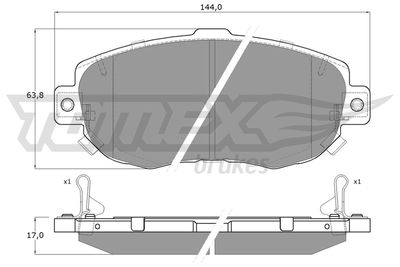 TX1934 TOMEX Brakes Комплект тормозных колодок, дисковый тормоз