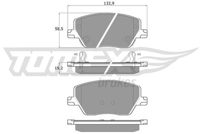 TX1809 TOMEX Brakes Комплект тормозных колодок, дисковый тормоз